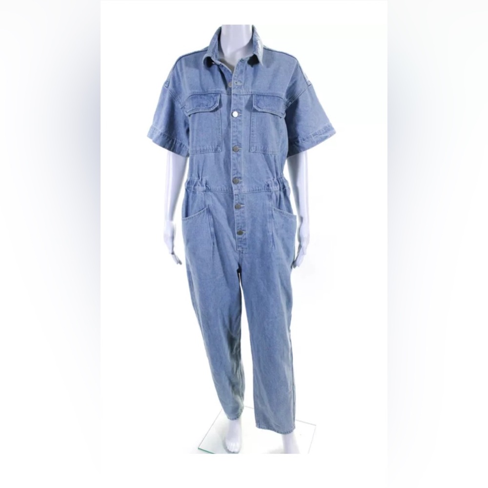Robertson + Rodeo Women's Short Sleeve Button-Up Denim Jumpsuit